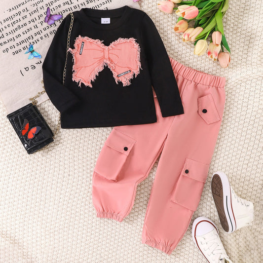6-Years/Pink Bow Cargo Pants Set
