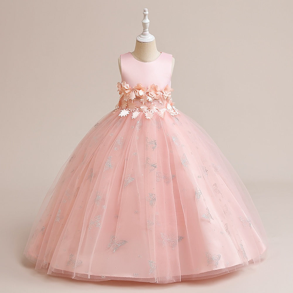 9-10 Years Blossom Princess Gown – Pink Sparkle Ball Dress for Girls