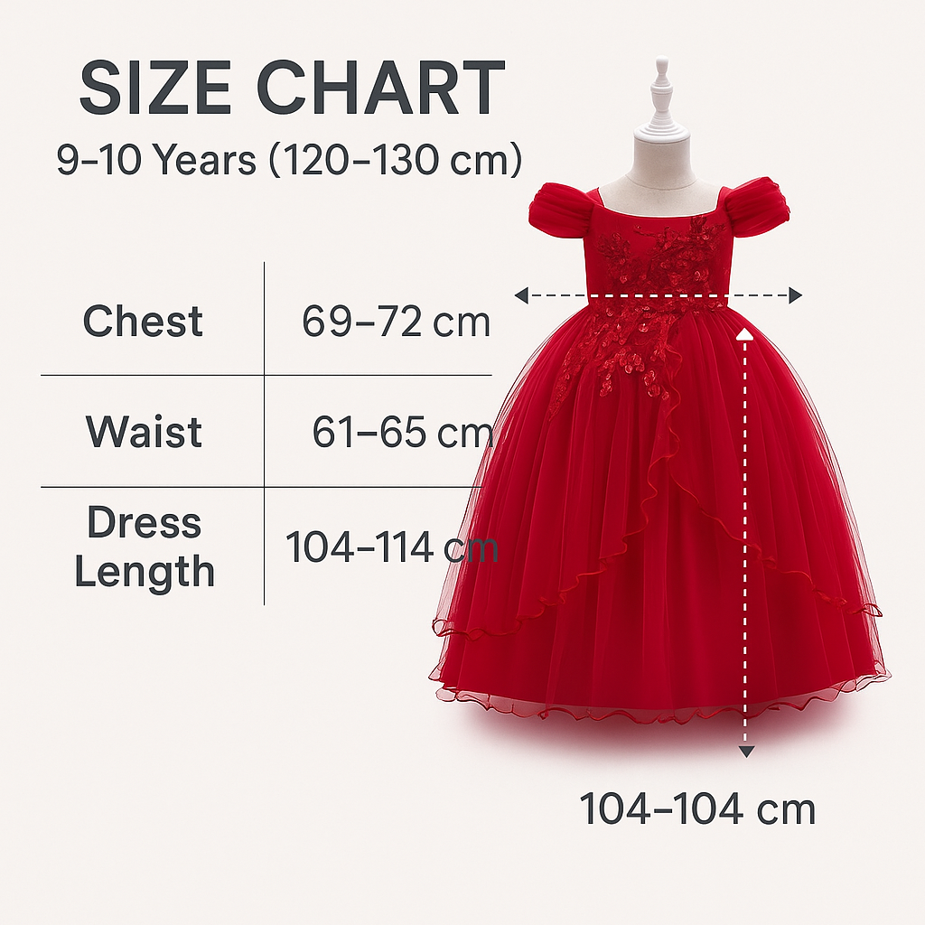 9-10 Years Ruby Blossom Princess Gown