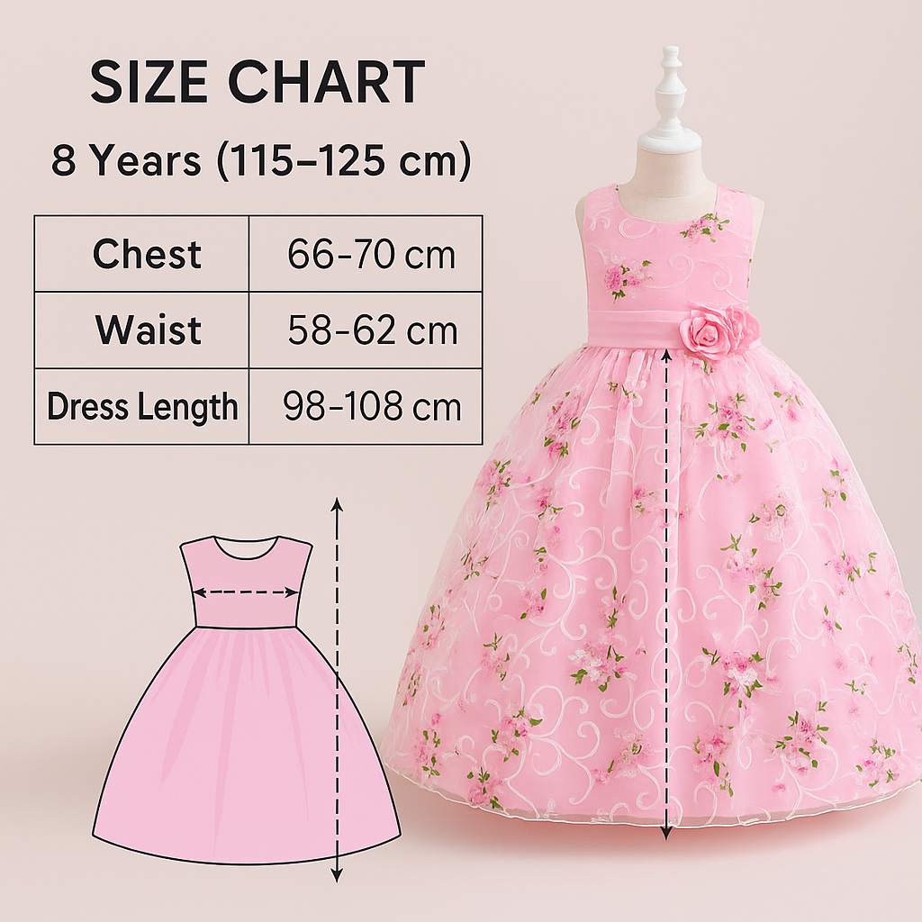 8 Years Pink Garden Blossom Gown