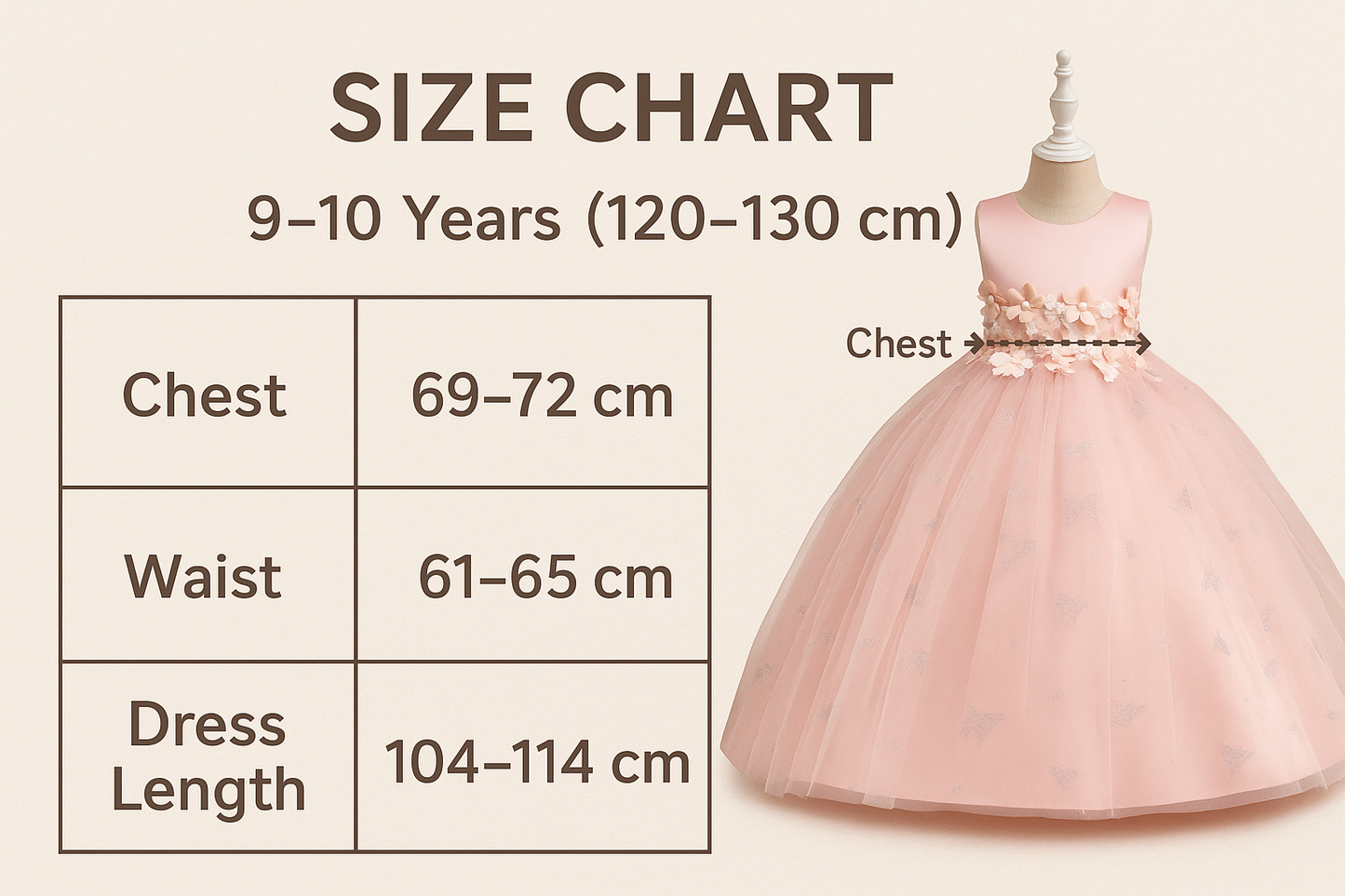 9-10 Years Blossom Princess Gown – Pink Sparkle Ball Dress for Girls