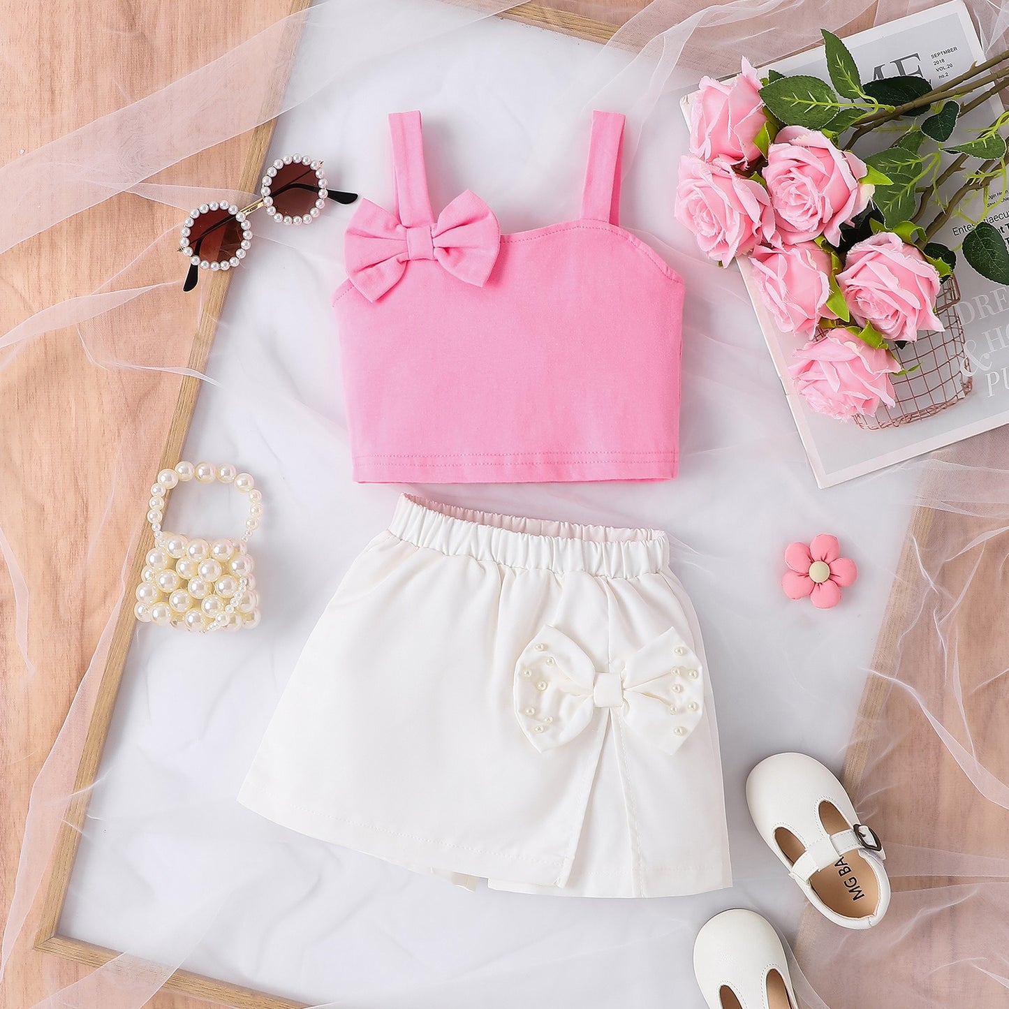 4-Years/Pretty Pearl Bow Skirt Set