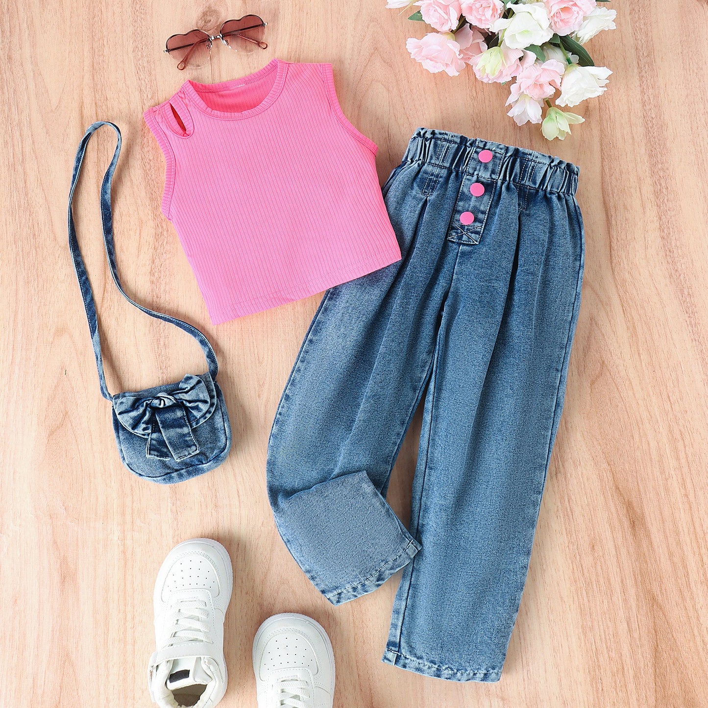 6-Years/ Pink Pop Denim Set