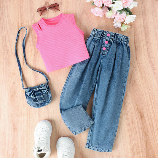 6-Years/ Pink Pop Denim Set