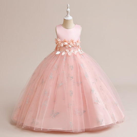 9-10 Years Blossom Princess Gown – Pink Sparkle Ball Dress for Girls