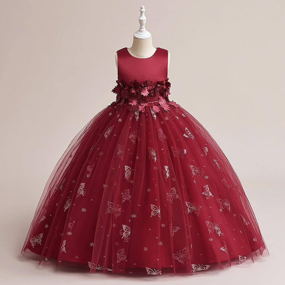 9–10 Years Crimson Butterfly Princess Gown